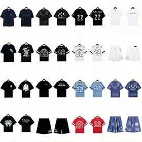 AMIRI New logo number 22 washed retro couple trendy sports 5-point shorts suit-1916