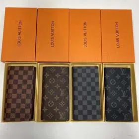 Louis Vuitton LV Men's Old Flower Black and Gray Long Wallet-2645