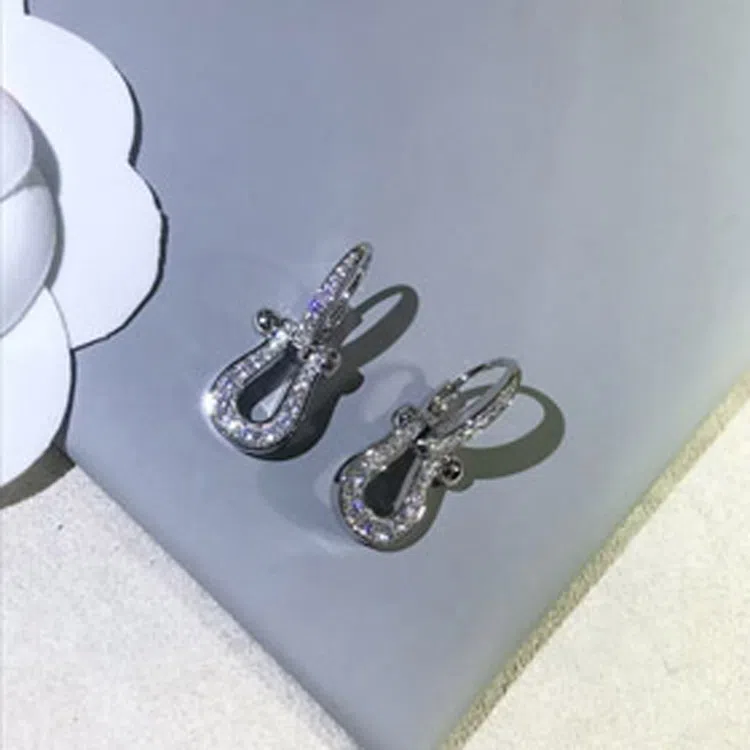 Feidan diamond horseshoe earrings-3526