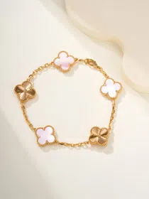 Van Cleef & Arpels Pink Mother-of-Pearl Flower Bracelet-3565