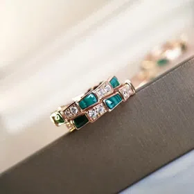 Bulgari snake bone diamond ring mother-of-pearl ring-3676
