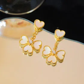 Van Cleef & Arpels heart border diamond mother-of-pearl earrings necklace-3768