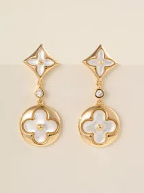 Louis Vuitton LV white mother-of-pearl earrings-3780