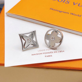 Louis Vuitton LV silver round polished earrings-3877
