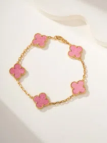Van Cleef & Arpels Rose Quartz Flower Bracelet-3922