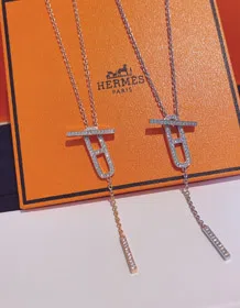 Hermes pig nose diamond necklace-4005
