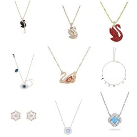 Swarovski Swan Pendant Necklace and Earrings-4686