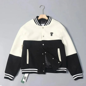 KARL LAGERFELD Color-block Baseball Collar Single-breasted Jacket-4865