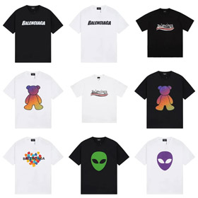 Balenciaga new double-layered fabric printed short-sleeved T-shirt-5177