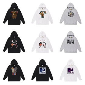 A BATHING APE Bape Ape Head Applique Loose-Fit Hooded Sweatshirt-5215