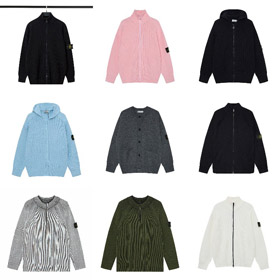 Stone Island cardigan sweater, solid color knitted long-sleeved zip-up jacket-5228