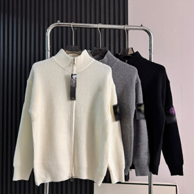 Stone Island loose-fitting knitted cardigan sweater with zipper closure-5233