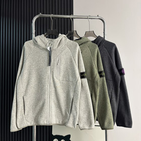 Stone Island zip-up fleece-lined hoodie jacket-5247