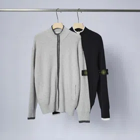 Stone Island zip-up stand-collar knitted cardigan jacket-5266
