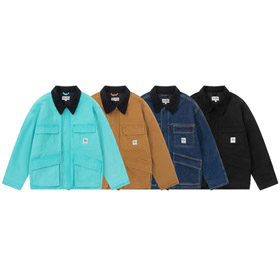Stussy casual style zip-up multi-pocket lapel work jacket-5273