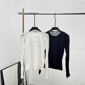 Chanel new diamond-embellished letter design versatile slim-fit long-sleeved T-shirt-5303