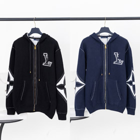 Louis Vuitton LV new knitted intarsia clover pattern casual loose zip-up cardigan jacket-5307