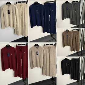 Polo Ralph Lauren embroidered cable-knit striped sweater set-5398