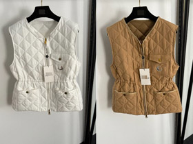Moncler new zippered linen quilted pocket cotton vest-5415