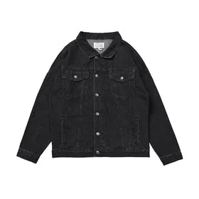 Maison Margiela letter-print lapel versatile denim jacket-5434