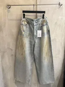 Acne Studios splatter-paint dyed denim straight-leg casual trousers-5440
