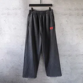 Balenciaga straight-leg trousers with wheat ear and letter embroidery-5476