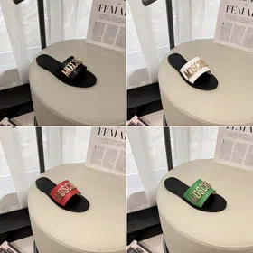 Moschino colorful leather round-toe flat sandals-5657