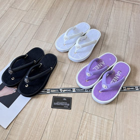 Chanel new terry cloth flat sandals with metal buckle-5710