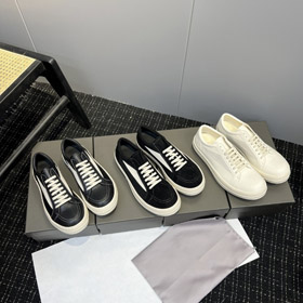 Rick Owens platform black and white lace-up low-top shoes-5716