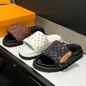 Louis Vuitton LV new floral print fabric slide sandals-5734