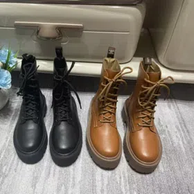 Celine new platform lace-up combat boots-5736