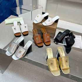 Burberry new metal letter logo high-heeled slide sandals-5757