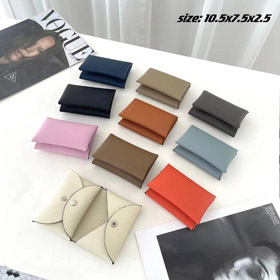 Hermès bi-fold card holder with palm print and snap closure-5777