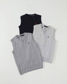 Polo Ralph Lauren V-neck cable knit sleeveless sweater vest-5871