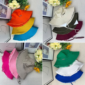 Jacquemus frayed-edge wide-brimmed bucket hat with drawstring-5982