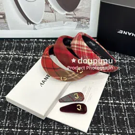 Chanel vintage check headband hair clip-6254