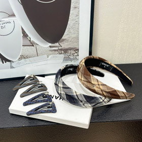 Chanel wide headband new plaid hair clip side bangs clip-6264