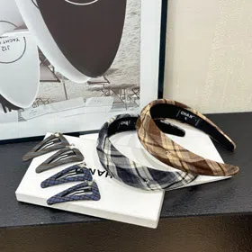 Chanel wide headband new plaid hair clip side bangs clip-6264
