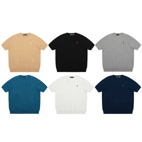 Polo Ralph Lauren Crew Neck Solid Color Knit Short Sleeve T-Shirt-6314