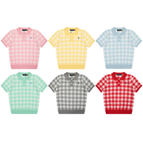 Polo Ralph Lauren plaid minimalist slim-fit knit short-sleeved T-shirt-6316