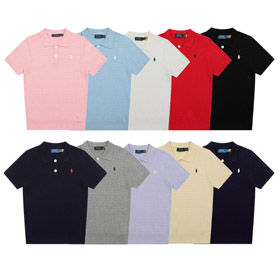 Polo Ralph Lauren cable knit short-sleeved T-shirt with collar-6318