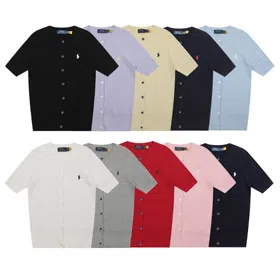 Polo Ralph Lauren cable knit crew neck cardigan short-sleeved T-shirt-6323
