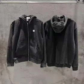 C.P. Company New Washed Vintage Loose-Fit Zip-Up Hoodie Jacket-6336