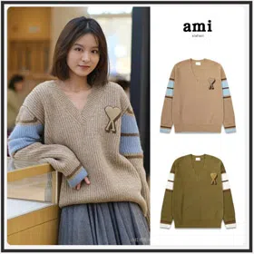 AMIPARIS New Loose-fitting Heart-embroidered Jacquard Wool Sweater-6367