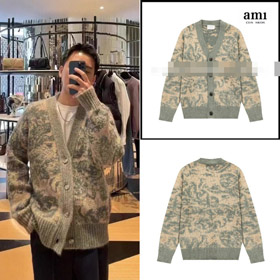 AMIPARIS Floral Jacquard Alpaca Wool Cardigan Sweater-6369