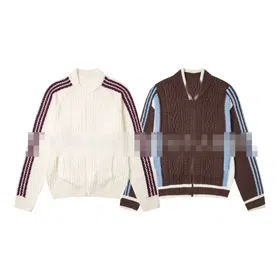 Adidas New Color Block Zip-Up Knit Cardigan Jacket-6378