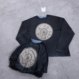 Acne Studios Washed Distressed Ripped Faux Two-Piece Long-Sleeve T-Shirt-6413