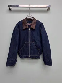 Acne Studios Leather Collar Oversized Short Denim Jacket-6425