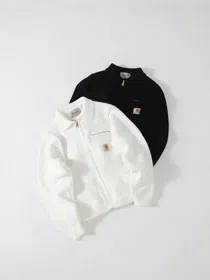 Carhartt WIP polo shirt collar zip-up cardigan sweater jacket-6428