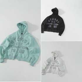 Stussy Zip-Up Cardigan Fleece Hooded Sweatshirt Jacket-6435